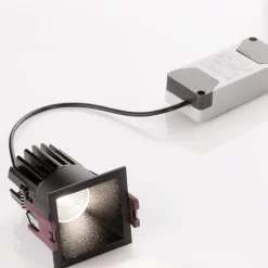 Faretti Da Incasso-Selezionato da Mazzolaluce Faretto led 7w 3000k quadrato nero da incasso a soffitto
