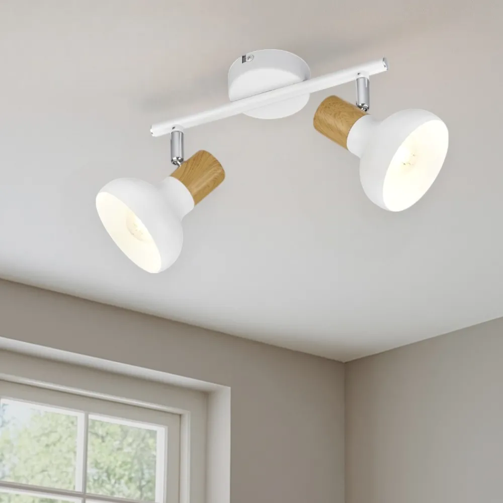 Plafoniere Moderne-Selezionato da Mazzolaluce Faretto 2 luci orientabili bianco marrone