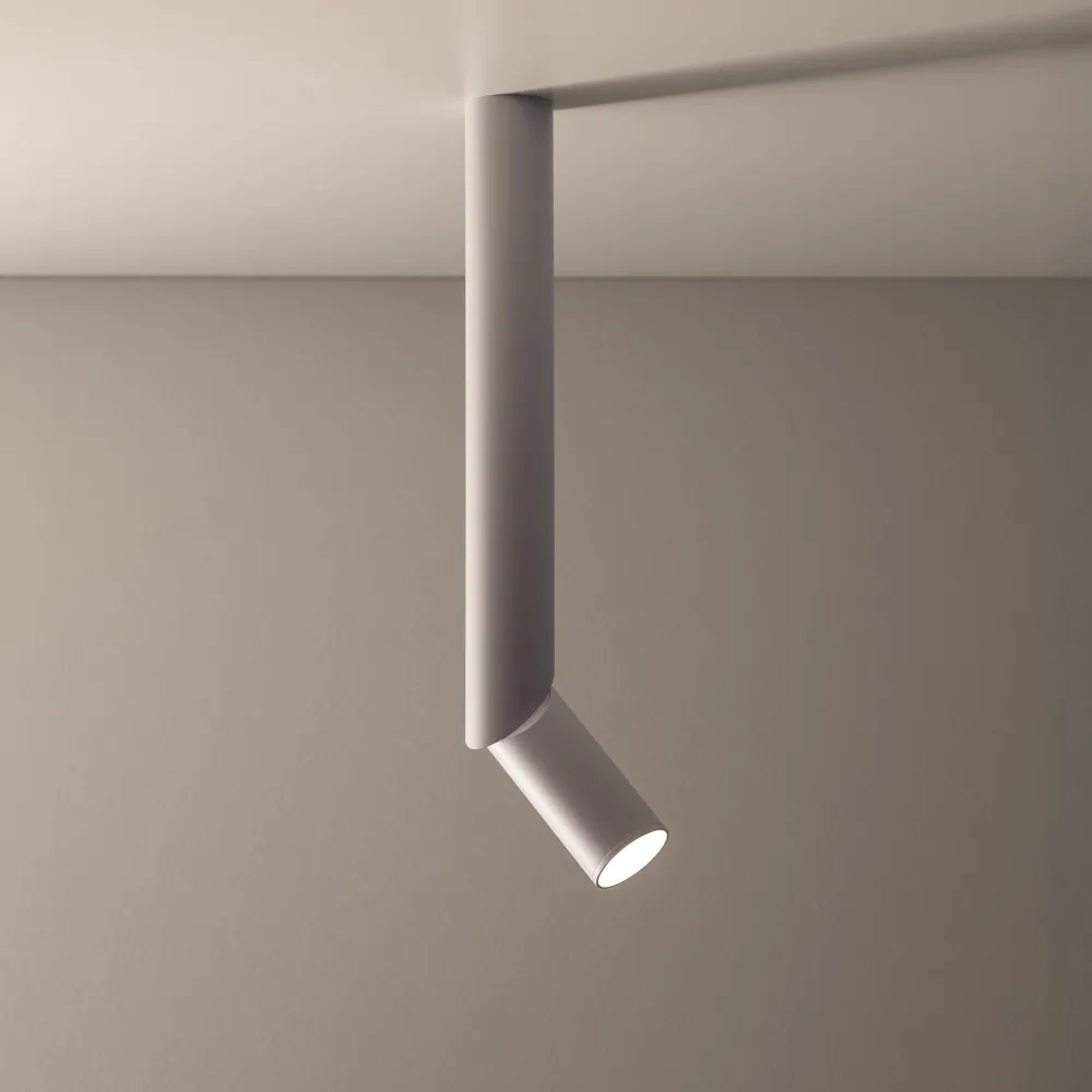 Faretti Da Soffitto-Selezionato da Mazzolaluce Faretto lungo cilindro da soffitto orientabile bianco