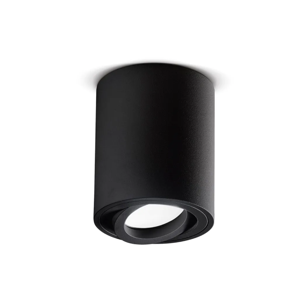 Faretti Da Soffitto-Gea Luce Faretto nero cilindro da soffitto orientabile
