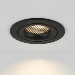 Faretti Da Incasso-Selezionato da Mazzolaluce Faretto nero da incasso a soffitto rotondo orientabile anti abbagliamento