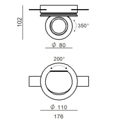 Faretti Da Incasso-Linea Light Faretto nero da incasso bubble led 9w 3000k 24v ottica 62