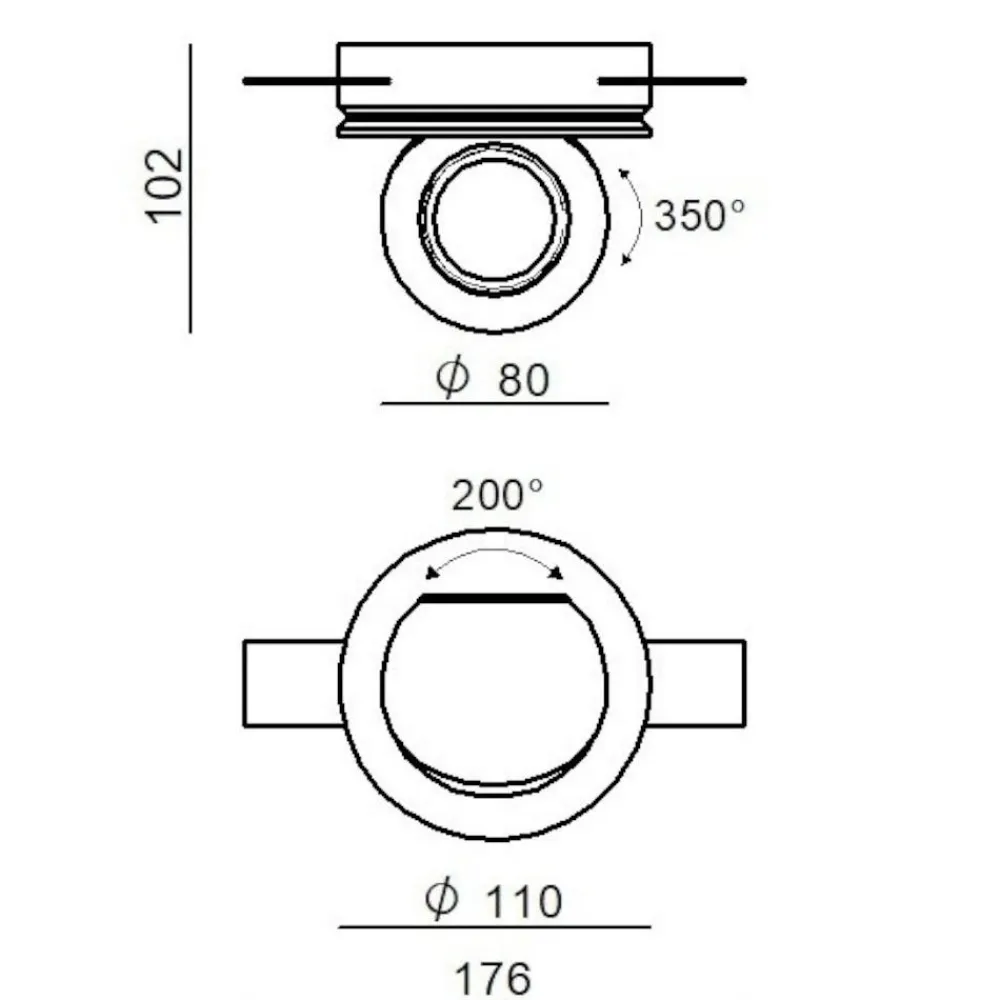 Faretti Da Incasso-Linea Light Faretto nero da incasso bubble led 9w 3000k 24v ottica 62
