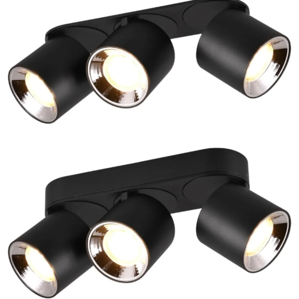 Faretti Da Incasso-Selezionato da Mazzolaluce Faretto nero da incasso soffitto o plafone 3 luci orientabili