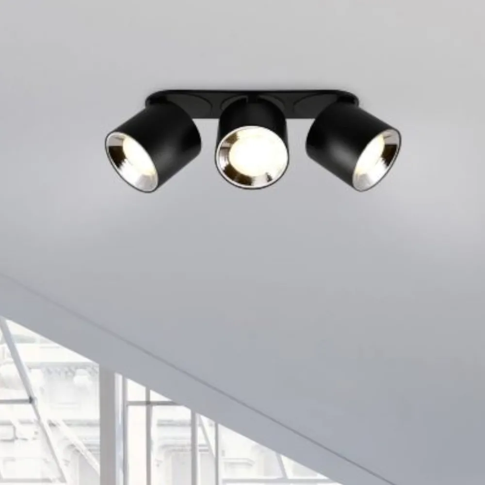 Faretti Da Incasso-Selezionato da Mazzolaluce Faretto nero da incasso soffitto o plafone 3 luci orientabili