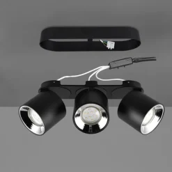 Faretti Da Incasso-Selezionato da Mazzolaluce Faretto nero da incasso soffitto o plafone 3 luci orientabili