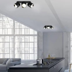 Faretti Da Incasso-Selezionato da Mazzolaluce Faretto nero da incasso soffitto o plafone 3 luci orientabili