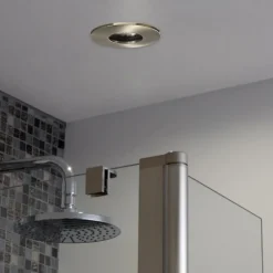 Faretti Da Incasso-Selezionato da Mazzolaluce Faretto nichel per bagno doccia rotondo da incasso a soffitto