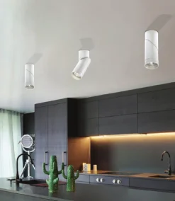 Faretti Da Soffitto-Selezionato da Mazzolaluce Faretto orientabile da soffitto bianco cilindro fp
