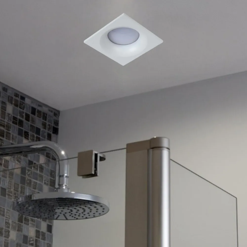 Faretti Da Incasso-Selezionato da Mazzolaluce Faretto per bagno doccia quadrato bianco da incasso