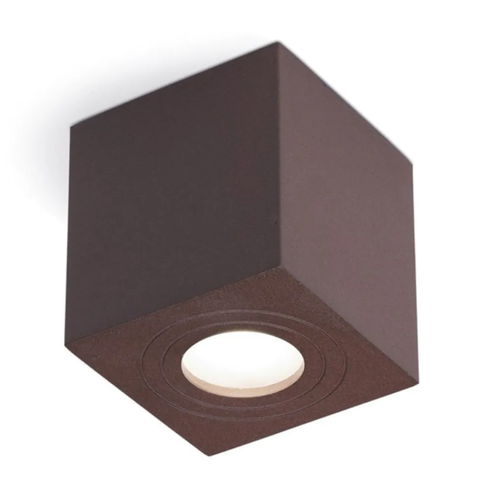 Faretti Da Esterno-Gea Luce Faretto per esterno cubo da soffitto marrone corten