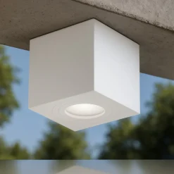 Faretti Da Esterno-Gea Luce Faretto per esterno cubotto bianco