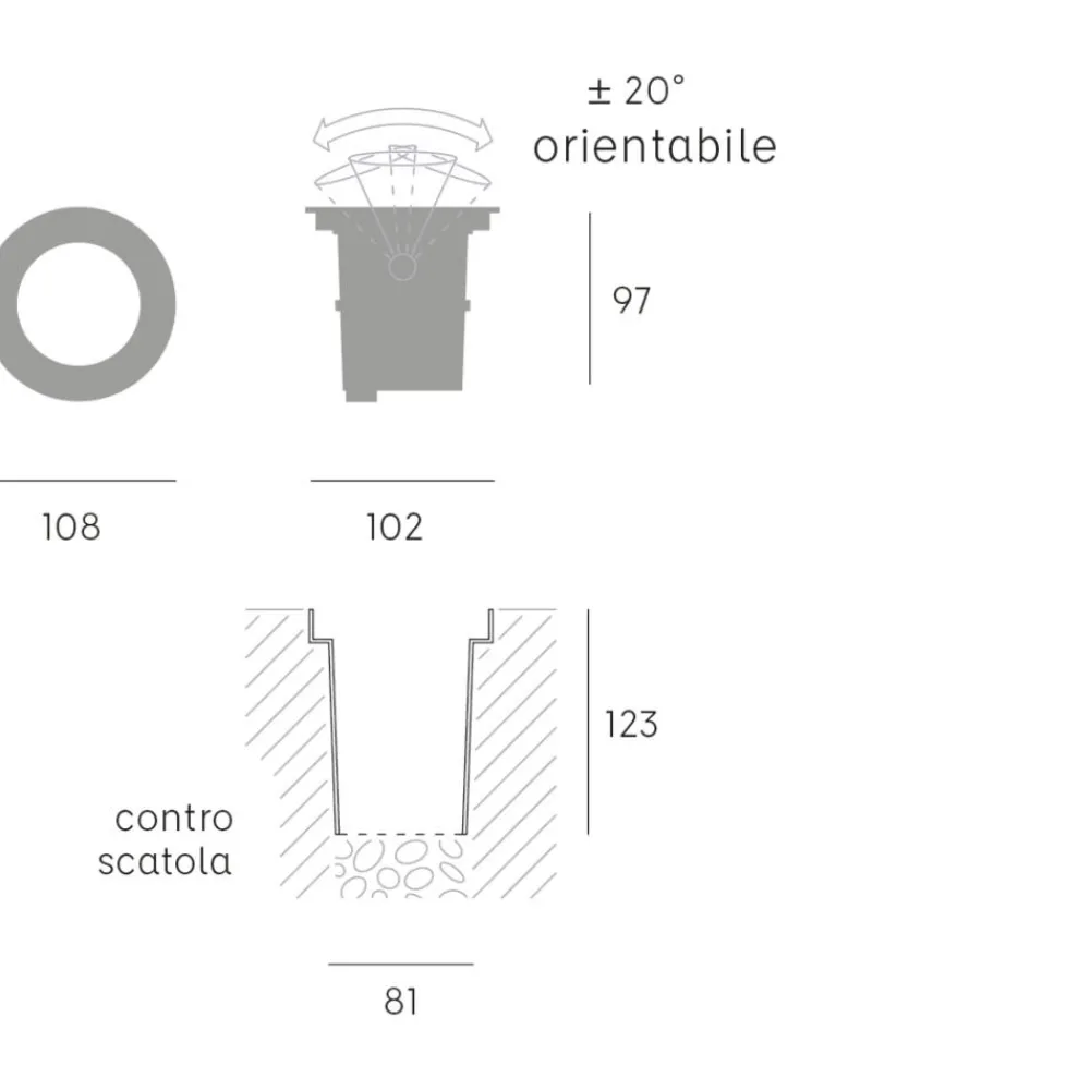 Faretti Da Esterno-Selezionato da Mazzolaluce Faretto per esterno da incasso calpestabile led 6w 3000k orientabile