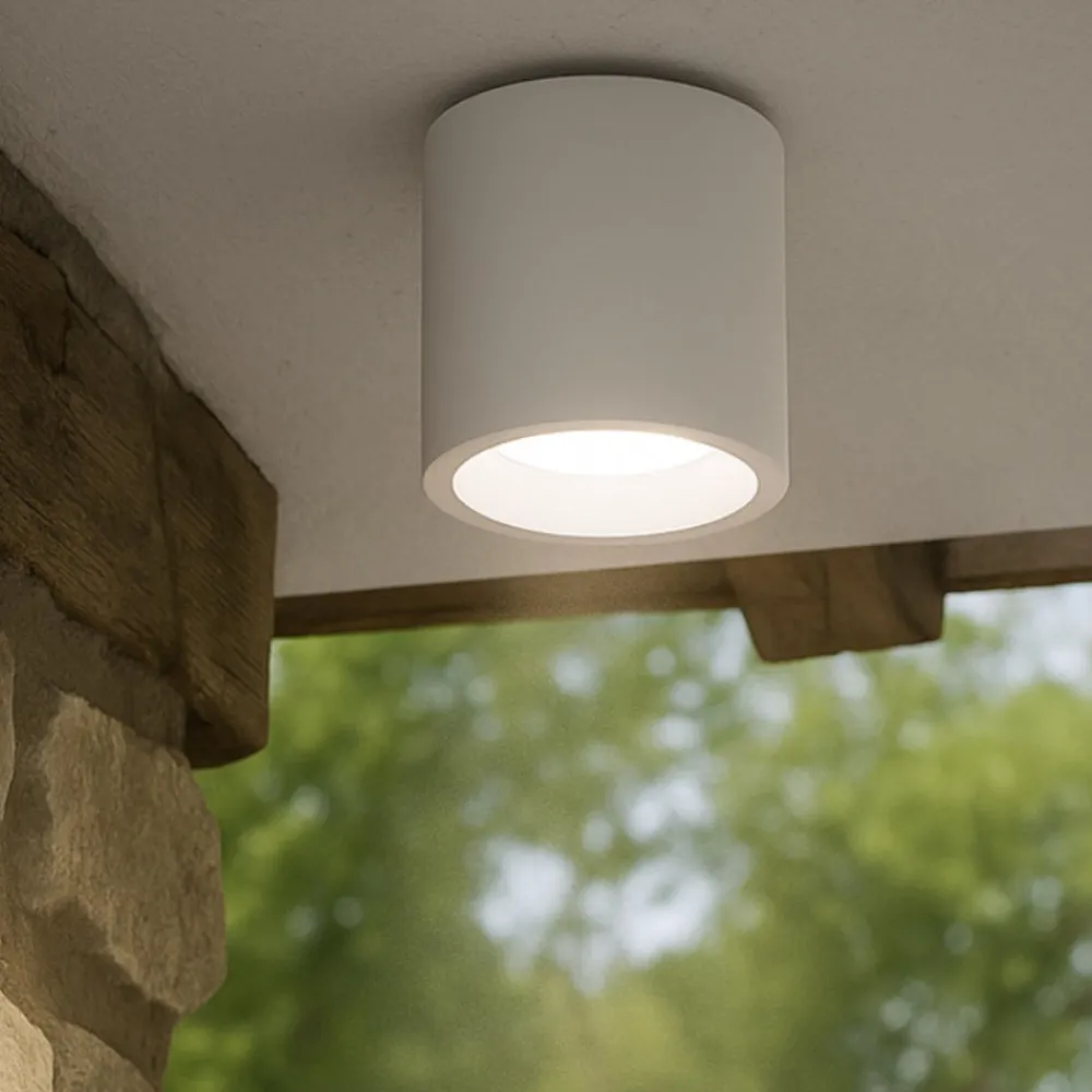 Faretti Da Esterno-Selezionato da Mazzolaluce Faretto per esterno da soffitto bianco tondo led 12w 4000k ip65