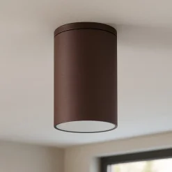 Faretti Da Esterno-Selezionato da Mazzolaluce Faretto per esterno da soffitto cilindro marrone corten