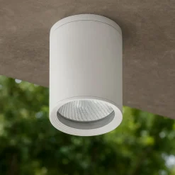 Faretti Da Esterno-Selezionato da Mazzolaluce Faretto per esterno da soffitto gu10 220v ip44 cilindro metallo bianco