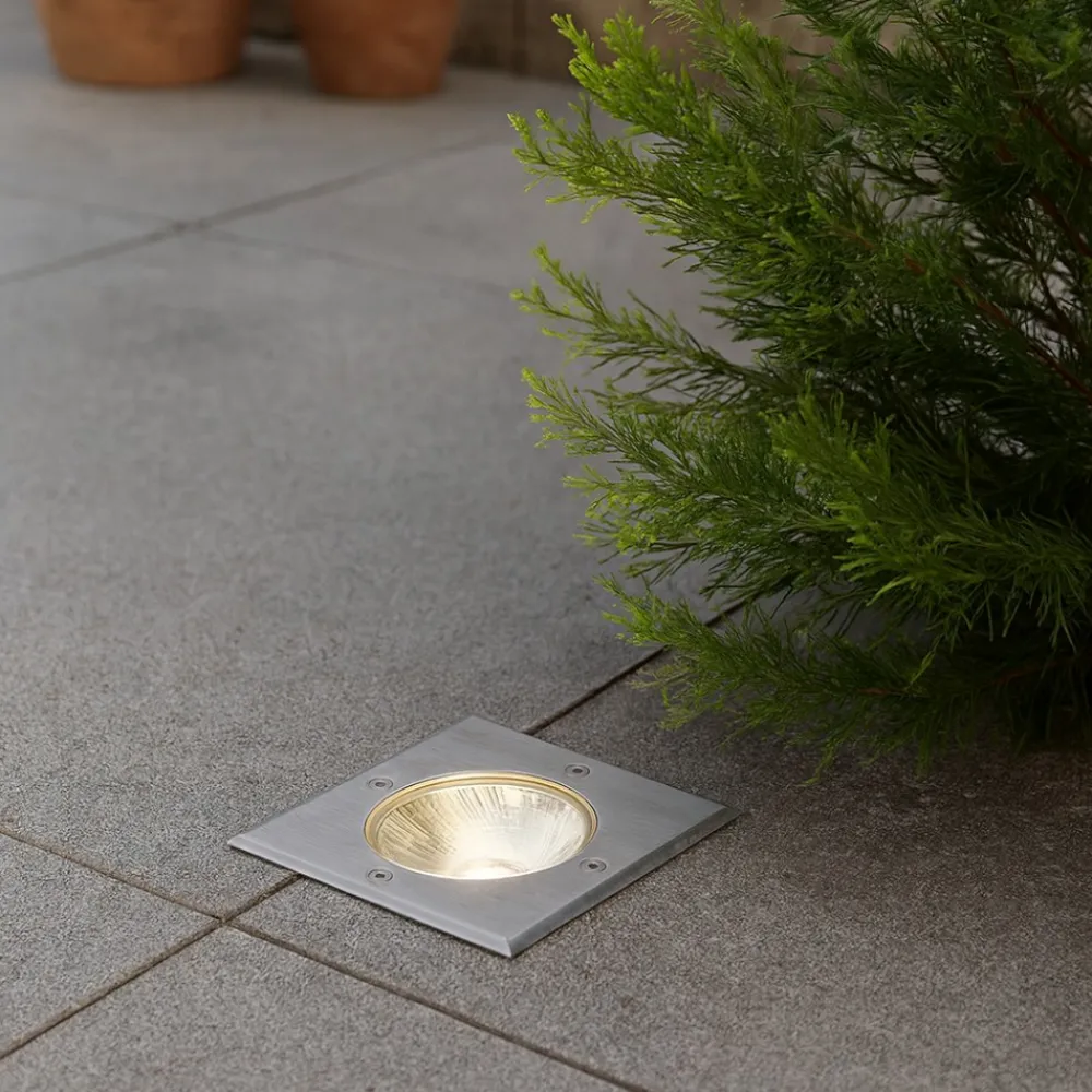 Faretti Da Esterno-Selezionato da Mazzolaluce Faretto per esterno quadrato da incasso pavimento led 7w 3000k ip67
