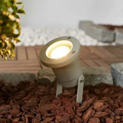 Faretti Da Esterno-Selezionato da Mazzolaluce Faretto picchetto da giardino grigio con spina fp