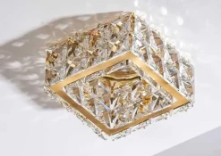 Faretti Da Incasso-Selezionato da Mazzolaluce Faretto quadrati di cristalli oro da incasso per controsoffitto