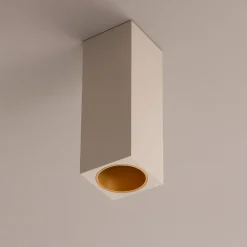 Faretti Da Soffitto-Selezionato da Mazzolaluce Faretto quadrato di gesso bianco alluminio oro da soffitto