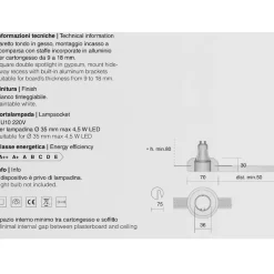 Faretti Da Incasso-IsyLuce Faretto rotondo gesso da incasso controsoffitto