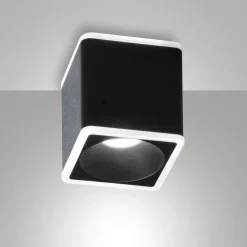 Faretti Da Soffitto-Fabas Luce Faretto sporgente nero led 13w 3000k da soffitto coiba