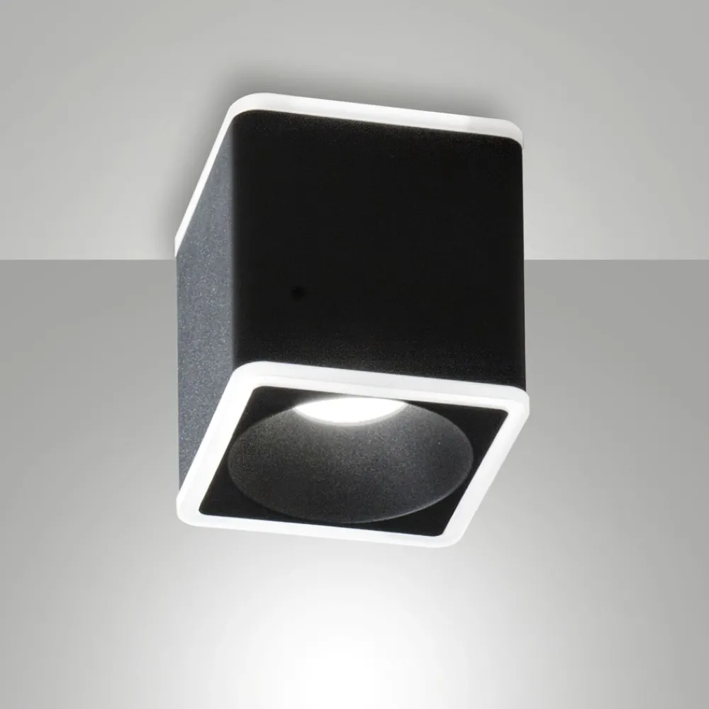 Faretti Da Soffitto-Fabas Luce Faretto sporgente nero led 13w 3000k da soffitto coiba