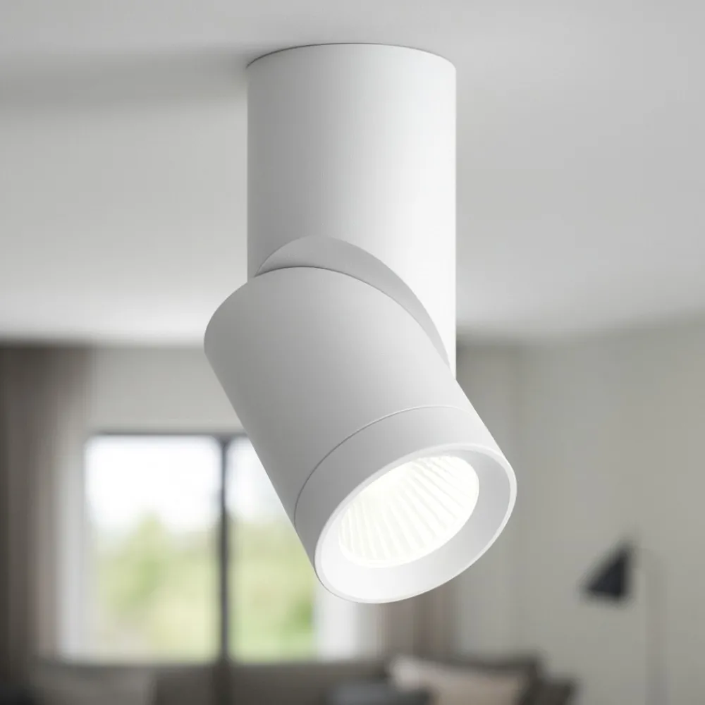 Faretti Da Soffitto-Perenz Illuminazione Faretto spot led orientabile bianco 8w 3000k cilindro perenz