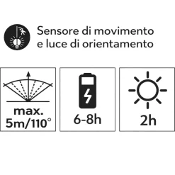 Applique Da Esterno-Selezionato da Mazzolaluce Faro applique da esterno luce solare led 4w 4000k con sensore di movimento crepuscolare