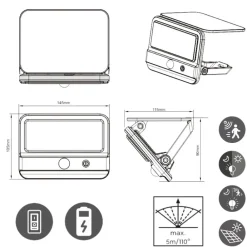 Applique Da Esterno-Selezionato da Mazzolaluce Faro applique da esterno luce solare led 4w 4000k con sensore di movimento crepuscolare