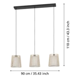 Lampadari Cucina-Eglo Fattoria lampadario da cucina 3 luci design nordico