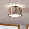 Plafoniere Moderne-Eglo Fattoria plafoniera da cucina rotonda con paralume in legno