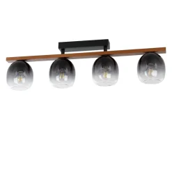 Plafoniere Moderne-Eglo Filago plafoniera moderna con dettagli in legno 4 luci