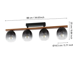 Plafoniere Moderne-Eglo Filago plafoniera moderna con dettagli in legno 4 luci