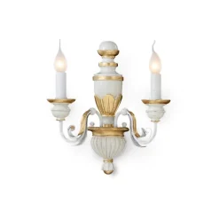 Applique Da Parete-Ideal Lux Firenze ap2 applique bianco antico foglia oro 2 luci