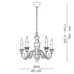 Lampadario Camera Da Letto-Ideal Lux Firenze sp5 lampadario stanza da letto classica 5 luci bianco antico oro