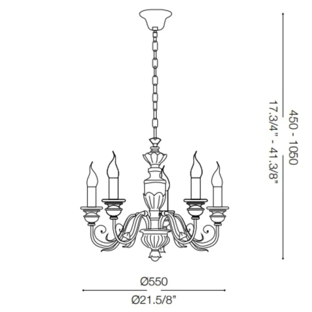 Lampadario Camera Da Letto-Ideal Lux Firenze sp5 lampadario stanza da letto classica 5 luci bianco antico oro
