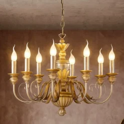 Lampadari Moderni-Ideal Lux Firenze sp8 lampadario in resina bianco antico e oro 8 luci