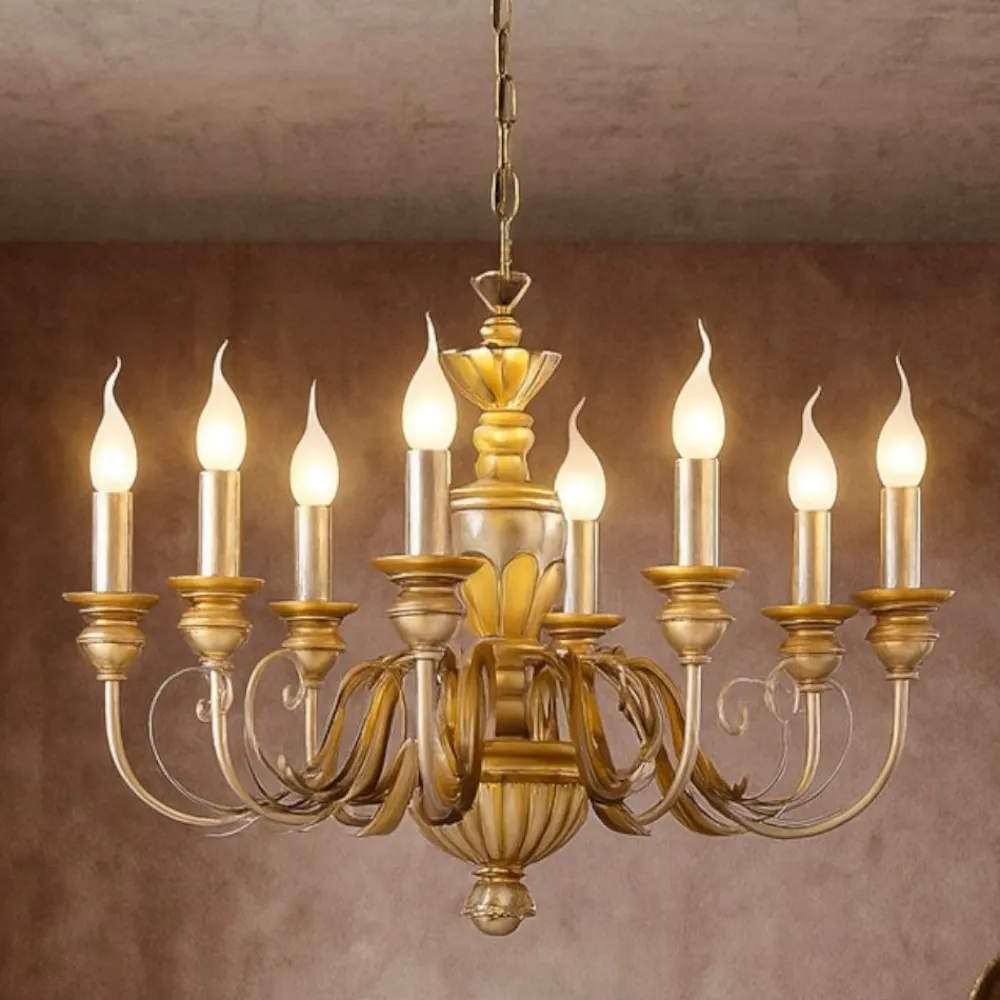 Lampadari Moderni-Ideal Lux Firenze sp8 lampadario in resina bianco antico e oro 8 luci