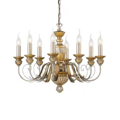 Lampadari Moderni-Ideal Lux Firenze sp8 lampadario in resina bianco antico e oro 8 luci
