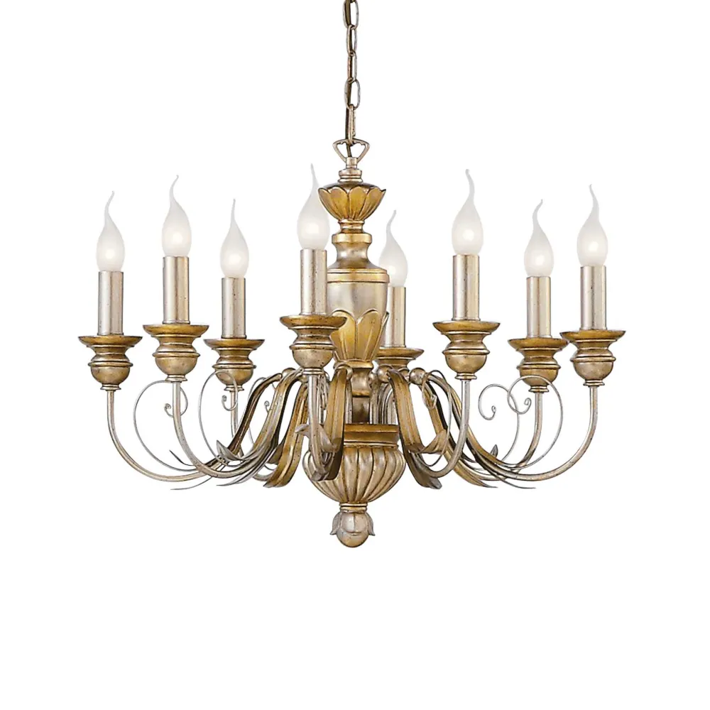 Lampadari Moderni-Ideal Lux Firenze sp8 lampadario in resina bianco antico e oro 8 luci