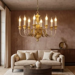 Lampadari Moderni-Ideal Lux Firenze sp8 lampadario in resina bianco antico e oro 8 luci