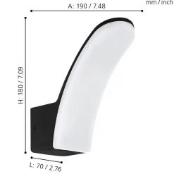 Applique Da Esterno-Eglo Fiumino applique da esterno nero led 11w 3000k moderno