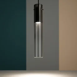 Lampade A Sospensione-Ideal Lux Flam sp lampada a sospensione cilindro vetro sfumato led