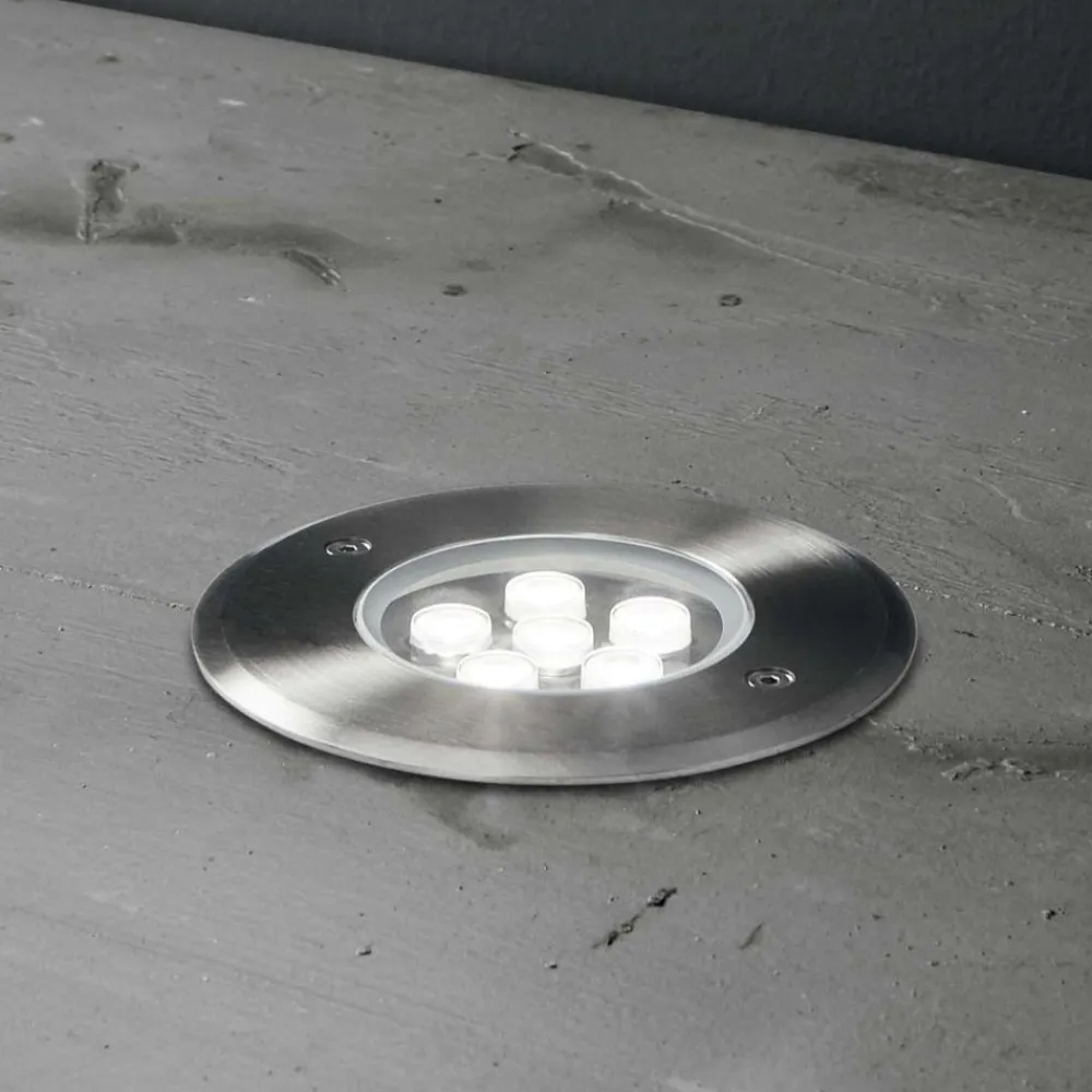 Faretti Da Esterno-Ideal Lux Floor pt d14 faretto 12w 3000k rotondo calpestabile incasso a terra per esterno ip67
