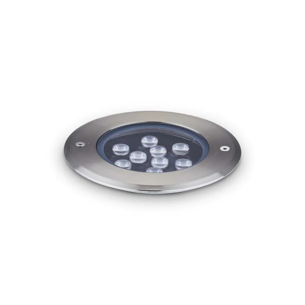 Faretti Da Esterno-Ideal Lux Floor pt d14 faretto 12w 3000k rotondo calpestabile incasso a terra per esterno ip67