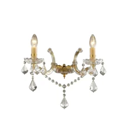 Applique Da Parete-Ideal Lux Florian ap2 applique cristallo oro 2 luci