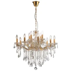 Lampadari Moderni-Ideal Lux Florian sp12 lampadario di cristallo 12 bracci metallo oro