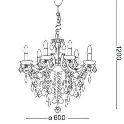 Lampadari Moderni-Ideal Lux Florian sp6 lampadario di cristallo 6 bracci trasparente