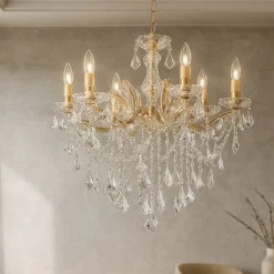 Lampadari Moderni-Ideal Lux Florian sp6 lampadario di cristallo a goccia oro